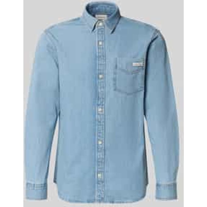 regular fit jeanshemd met labeldetail