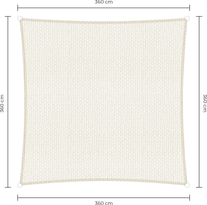 Sunfighters vierkant 3,6 meter Wit