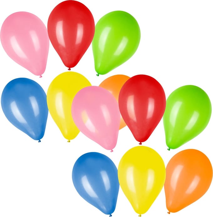 Boland - Set 100x Ballonnen - diverse kleuren - Knoopballon - ca. 23 cm