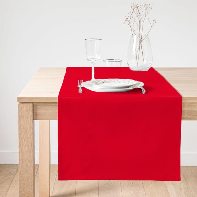 Velvet Textiel Tafelloper 45x135 - Effen Rood - Fluweel - Runner