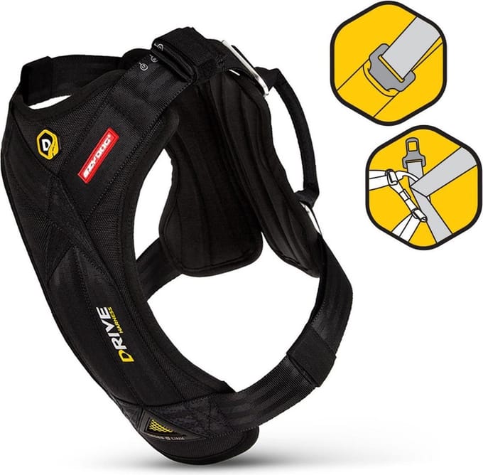 EzyDog Drive Honden Auto Tuig - Veiligheidsharnas - 49/106cm - Zwart
