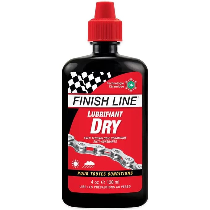 Geleverd met 12 smeermiddelen Finish Line DRY 4oz
