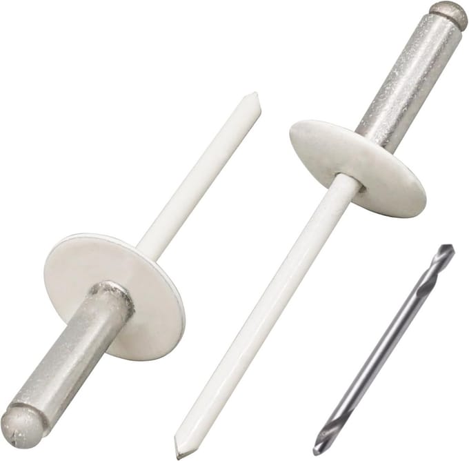 50x Grote Flens Blindklinknagels 4.8 x 20 mm Aluminium Wit Inclusief Boortje