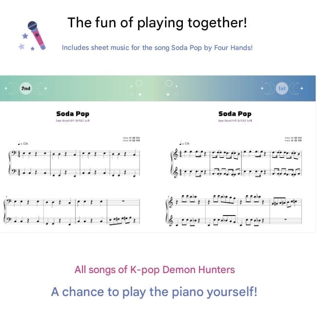 K-POP Chasseurs de Démons Livre de Partitions pour Piano (Standard, Très Facile) (2 possibilités) #Very Easy pink