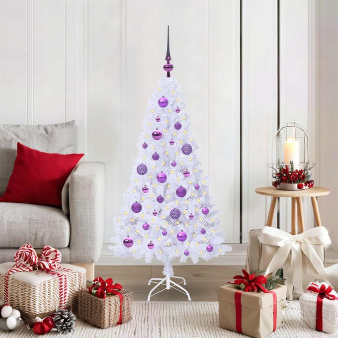 vidaXL Kunstkerstboom Wit 120 cm PVC en staal