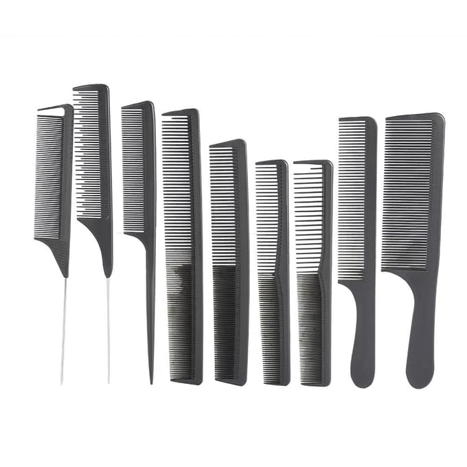 9 STKS Modieuze Kapperskam Met Tas Haarstyling Gereedschap Kit(Zwart) gray