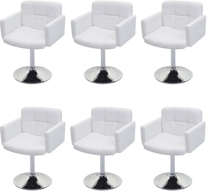 Set van 6 eetkamerstoelen Orlando, keukenstoel draaistoel, kunstleer chroom MVG-gecertificeerd ~ wit