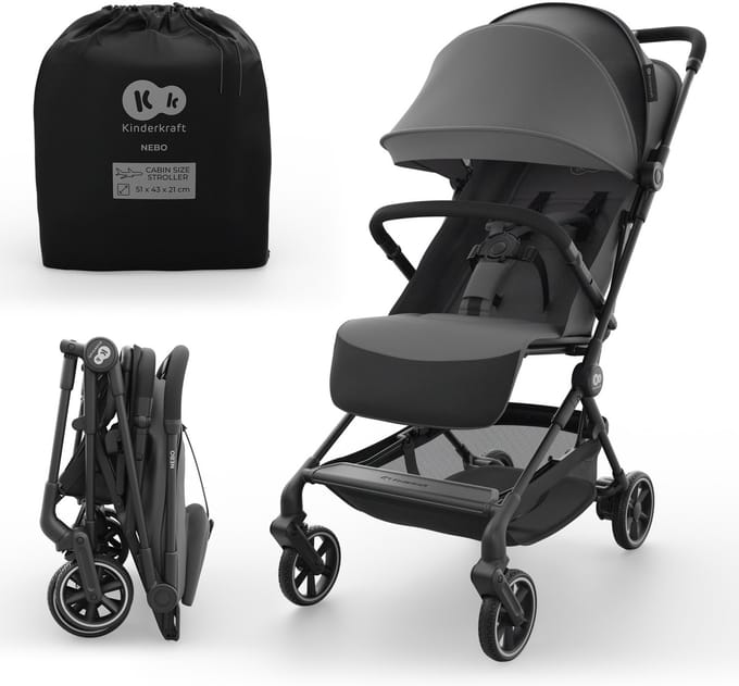 Kinderkraft NEBO - Buggy - Handbagageformaat - Compact Inklapbaar - Tot 22 kg - Grijs