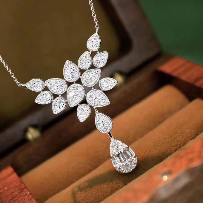 Nieuwe Diamant Ketting Goud Set Diamant Dames Diamant Sieraden Populaire Accessoires white