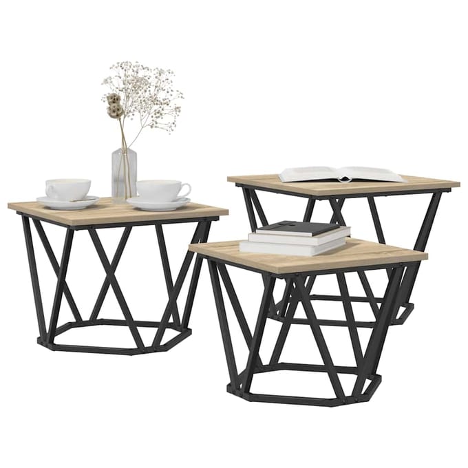 vidaXL - Salontafel - 3 - st - Sonoma - Eik - 50 - x - 50 - x - 40 - cm