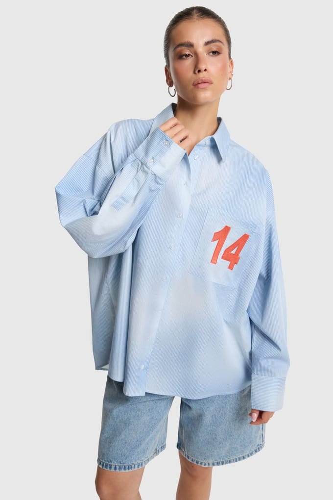 Alix The Label Ladies Woven Faded Stripe Blouse Blouses Dames - Lichtblauw - Maat S