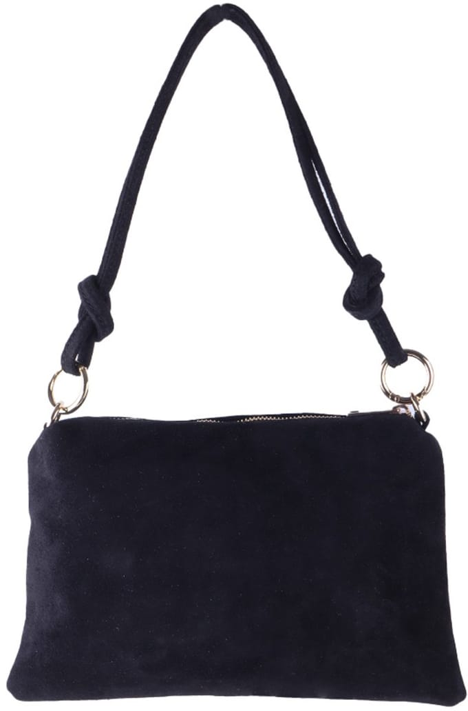 Giuliano lederen schoudertas Sienna - Suede - Made in Italy - Zwart