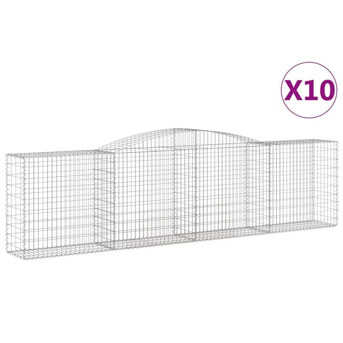 vidaXL - Schanskorven - 10 - st - gewelfd - 400x50x100/120 - cm - ijzer