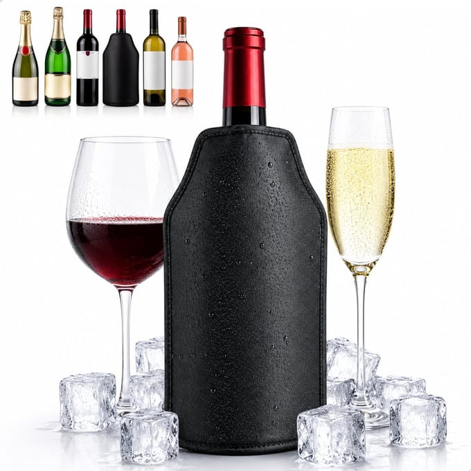 Boncy® Luxe Wijnkoeler Sleeve Zwart - Wijn Koeler - Wijnkoelers - Champagnekoeler