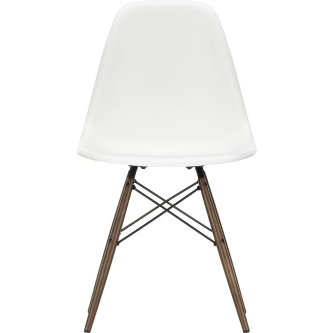 Vitra - DSW Eames Plastic Sidechair - wit - donkere esdoorn