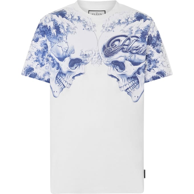 Round Neck T-Shirt Ceramic Skulls