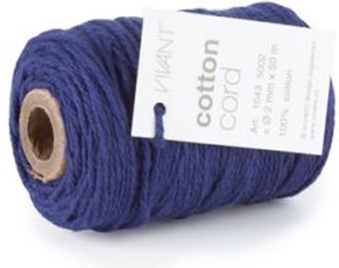 Cotton Cord / Katoen touw 50 meter donkerblauw ø2mm