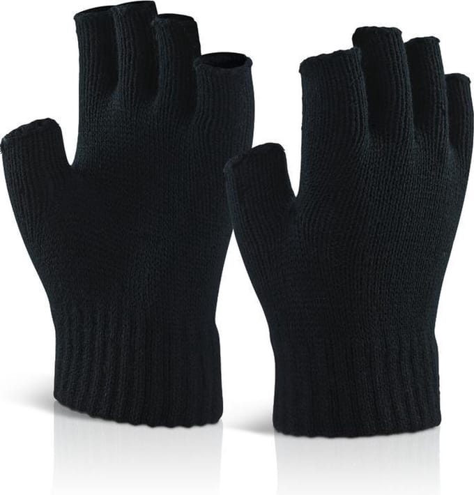 Senvi Classic Vingerloze Handschoenen met Geribbelde Manchetten - Zwart - S/M