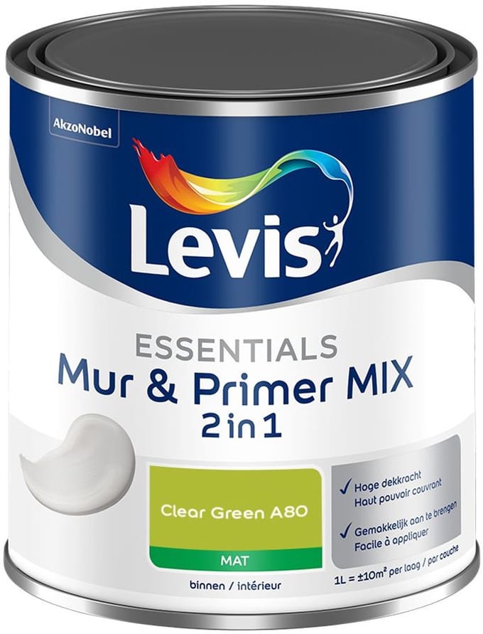 Levis - Essentials Mur & Primer Mix - Clear Green A80 - Mengverf - 1 L