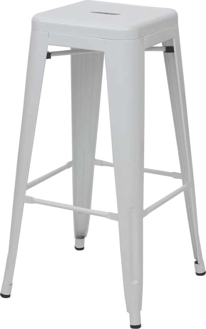 Barkruk MCW-A73, barkruk tegenkruk, metalen industrieel ontwerp stapelbaar ~ wit
