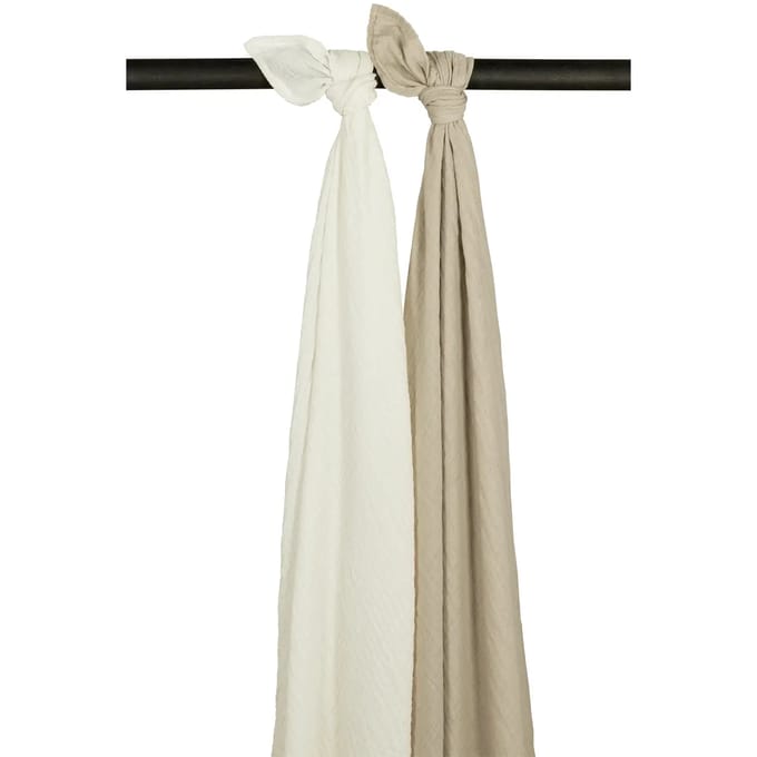 Meyco Baby Uni swaddle - 2-pack - pre-washed hydrofiel - offwhite/sand - 120x120cm