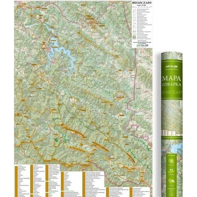 Carte à gratter - Montagnes Bieszczady 1:75 000