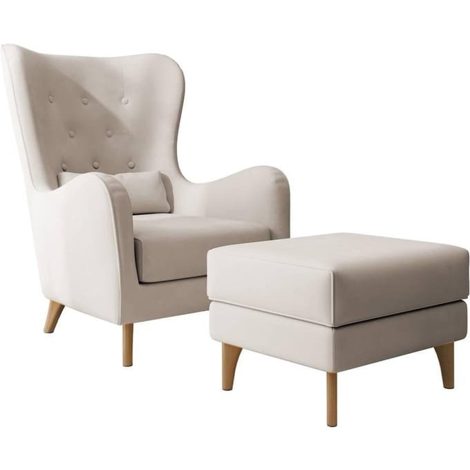 Fauteuil met hocker Casara velvet | NADUVI Collection