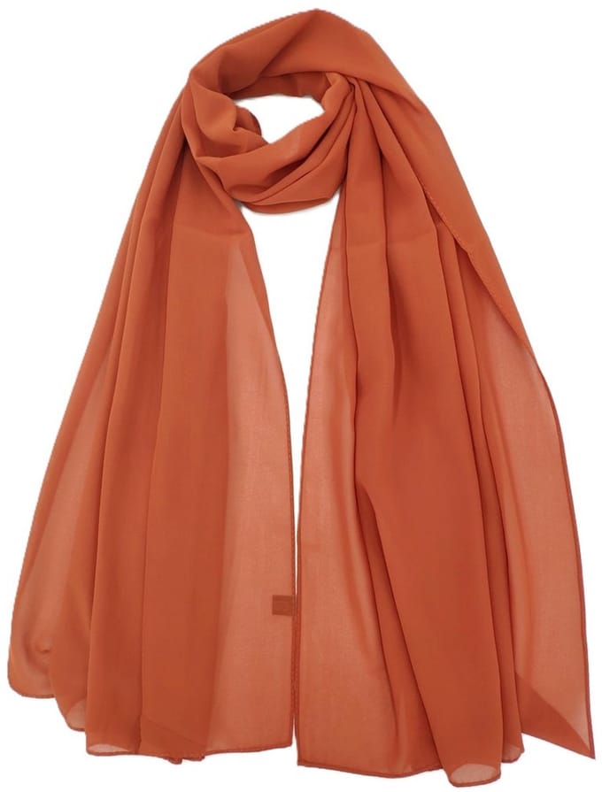 Lange dames sjaal Ditte-effen terracotta bruin-omslagdoek-stola