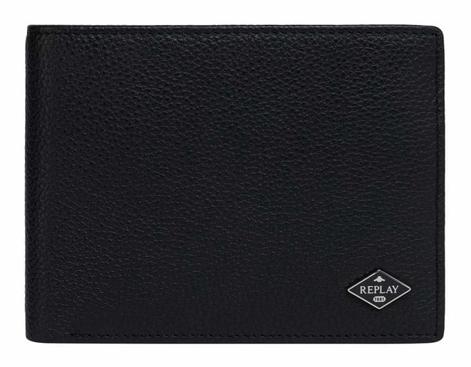 REPLAY Leren portemonnee Wallet Black zwart