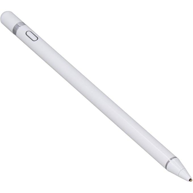 Stylet Capacitif Actif en Aluminium à Pointe Fine Stylet Tactile Universel Stylo Actif pour Tablettes IOS pour Android blanc