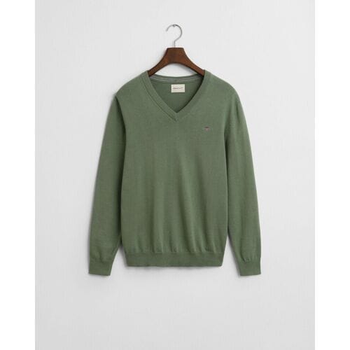 Gant Trui Classic Cotton V-Neck Kalamata Green / male