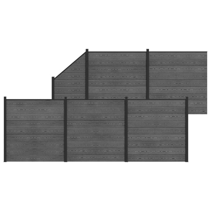 vidaXL - Hekset - 6 - st - 965 - x - 186 - cm - WPC - en - Aluminium - Grijs