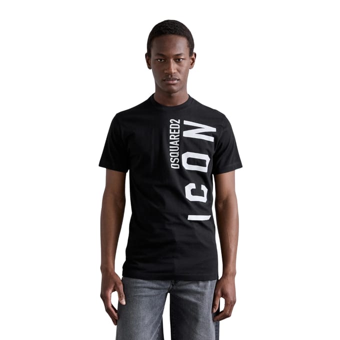 Dsquared2 Zwart T-shirt Met Groot Icoon En Wit Logo