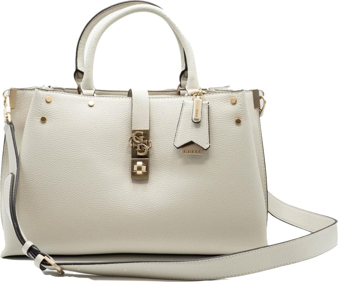 Guess Albury Lrg Girlfriend Satchel Dames Handtas - Creme