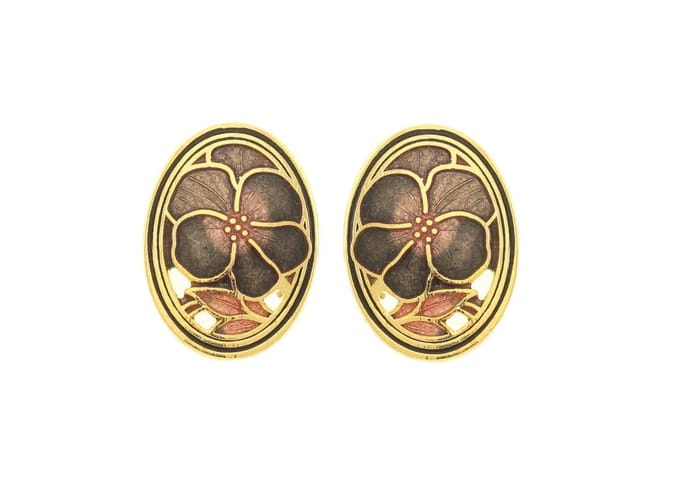 Behave - Oorringen dames - bloemmotief - bruin - 2 cm - vintage ovaal