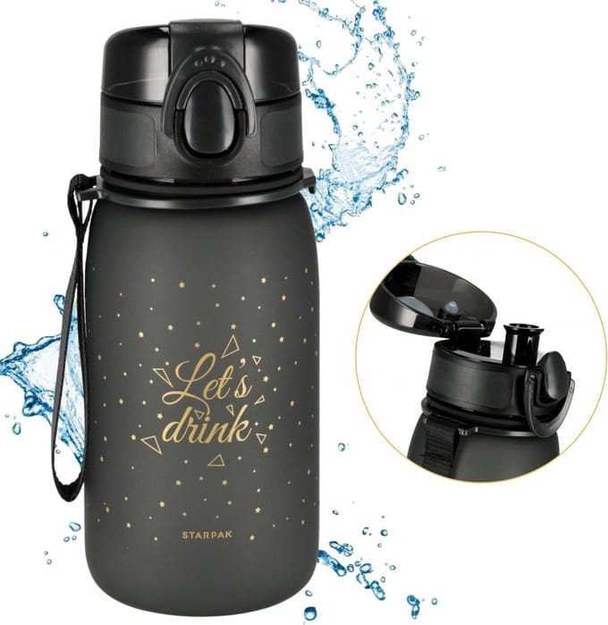 Grijze drinkfles met tuit, plastic, 400 ml