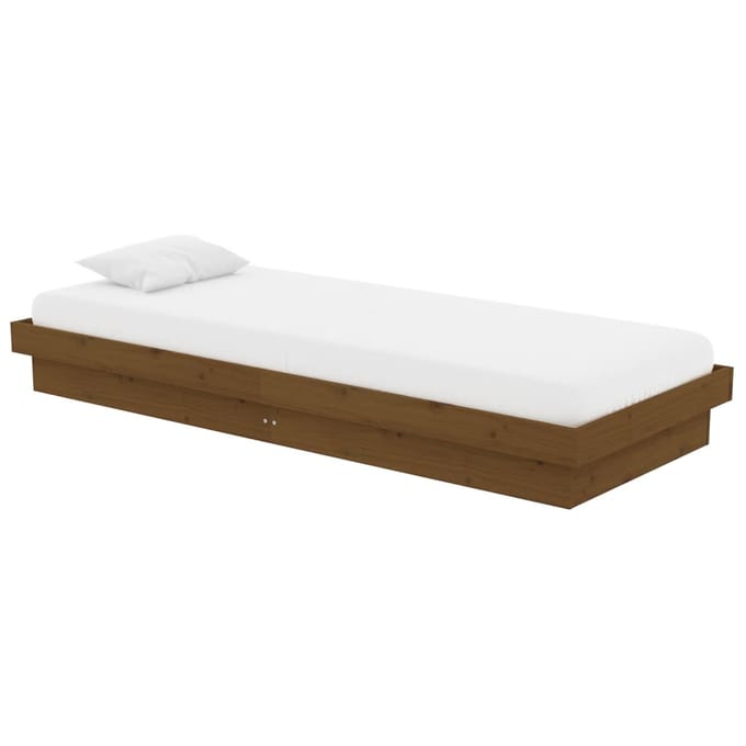 vidaXL - Bedframe - massief - hout - honingbruin - 75x190 - cm