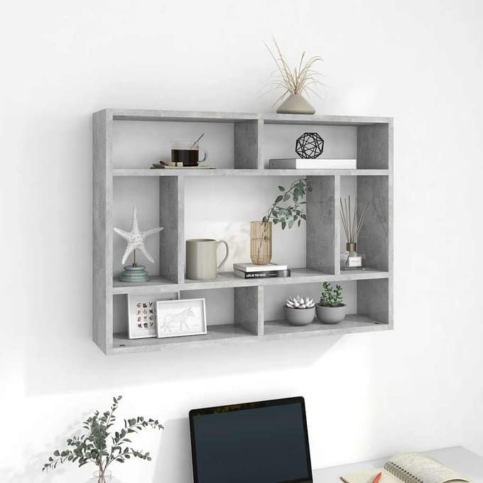 vidaXL - Wandschap - 75x16x55 - cm - bewerkt - hout - betongrijs