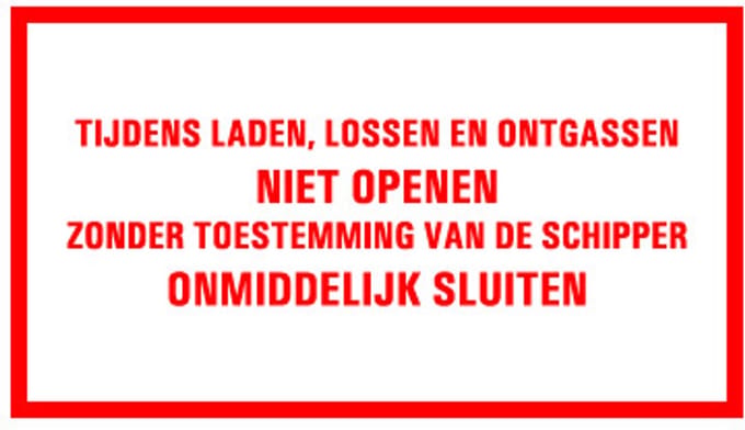Tekststicker Tijdens laden en lossen 150 x 75 mm