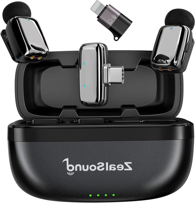 Draadloze clip-on microfoon voor heldere geluidsopnames, ideaal voor interviews en presentaties