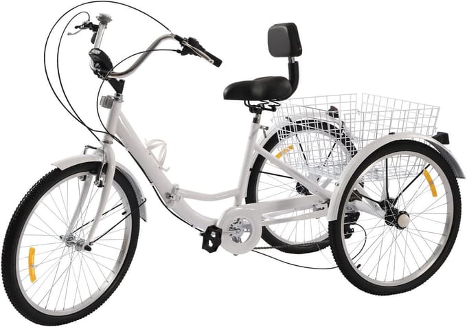 Driewieler Volwassenen - Driewiel fiets - Stadsritten - Opvouwbaar Frame - 24 inch - Wit