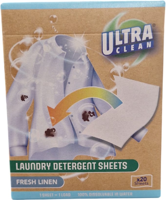 Ultra Clean - Wasmiddel - Oplosbare Wasdoekjes - 20 Stuks - Frisse Geur