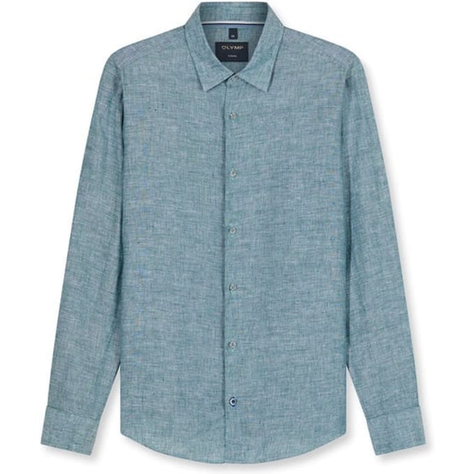 OLYMP Casual Overhemd, Regular Fit, Kent, Smaragdgroen