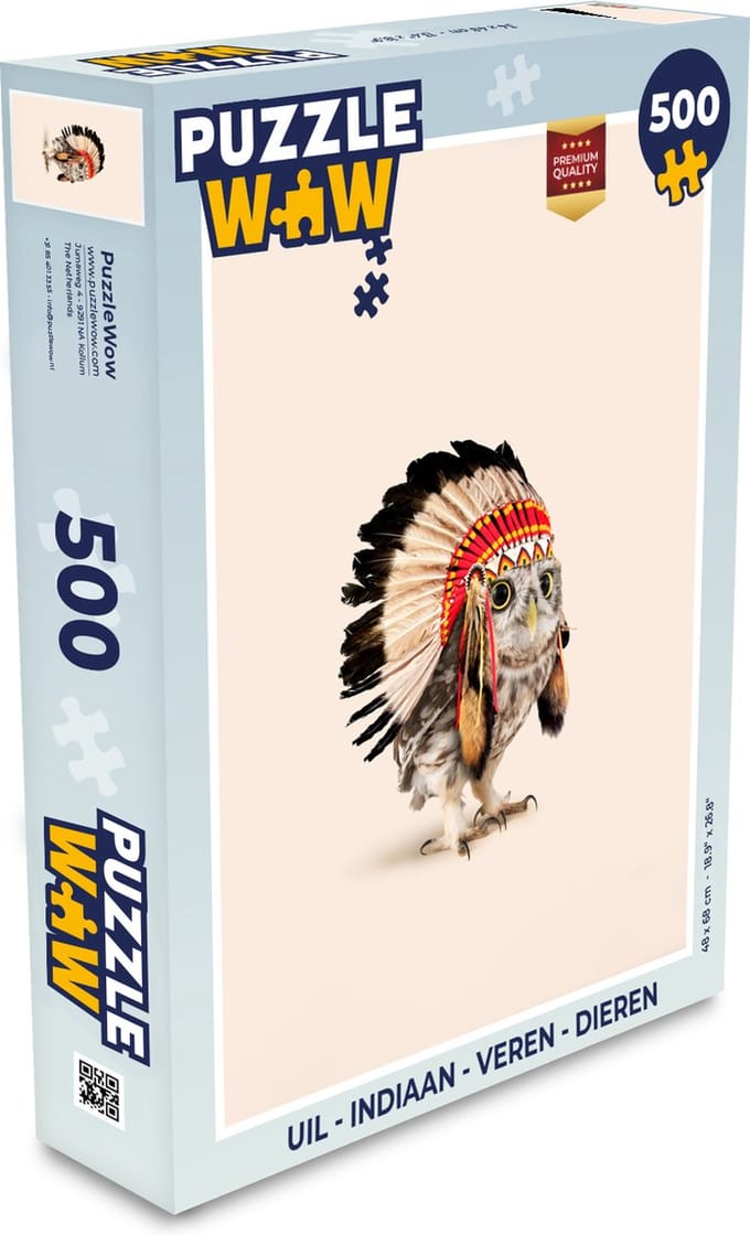 Puzzel Uil - Indiaan - Veren - Dieren - Legpuzzel - Puzzel 500 stukjes