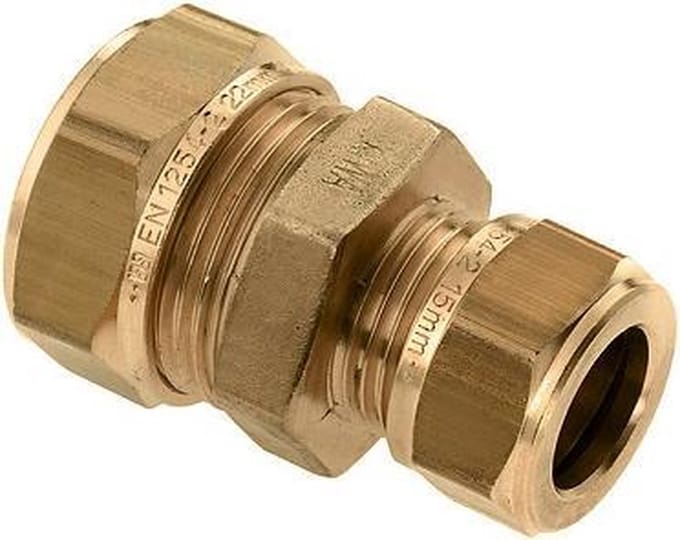 Bonfix messing knelfitting overschuifkoppeling verloop 35mm x 15mm recht FF