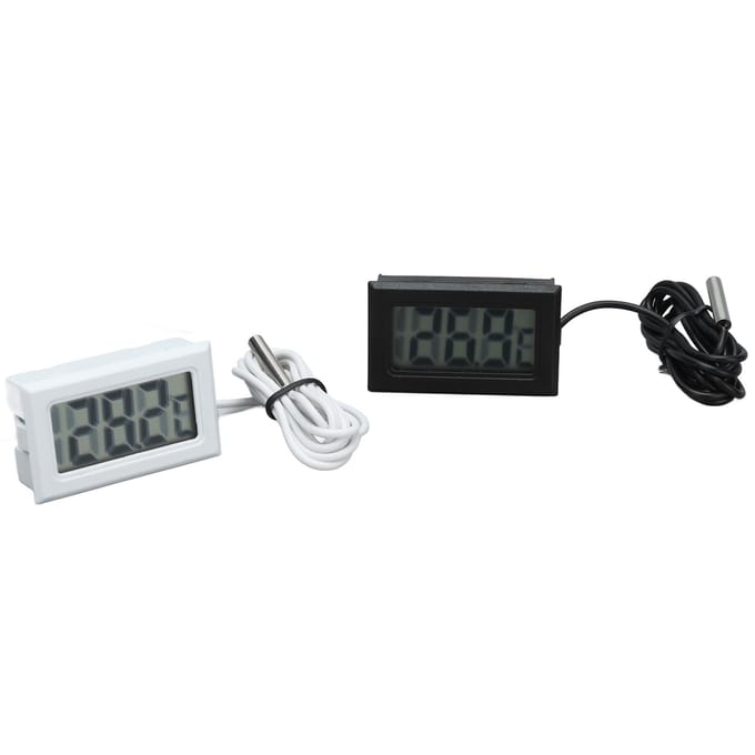 2 Stuks Elektronische Digitale Thermometer Thermostaat Temperatuurmeter 2s Refresh met Sonde(Zwart wit ) black