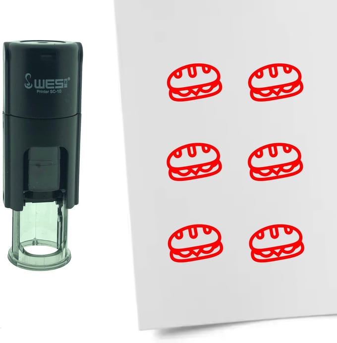 CombiCraft Stempel Broodje 10mm rond - rode inkt