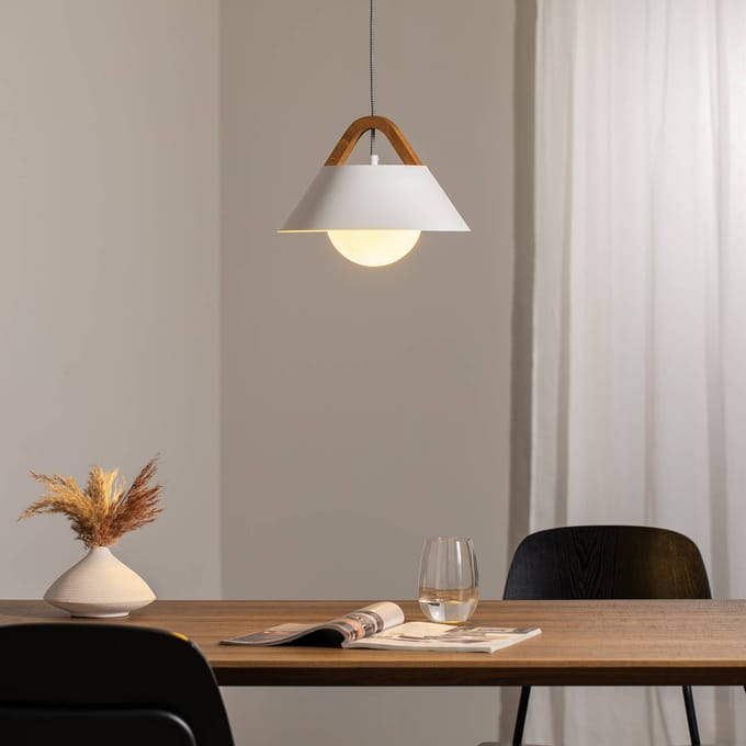 Luminex Hanglamp Funda, wit, Ø 30 cm, 1-lamp, metaal/glas