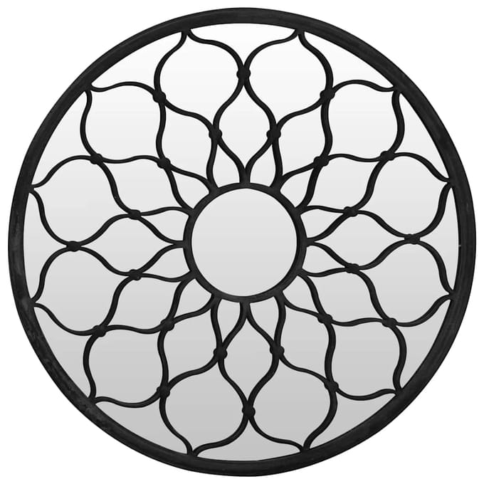 vidaXL - Tuinspiegel - rond - 60x3 - cm - ijzer - zwart