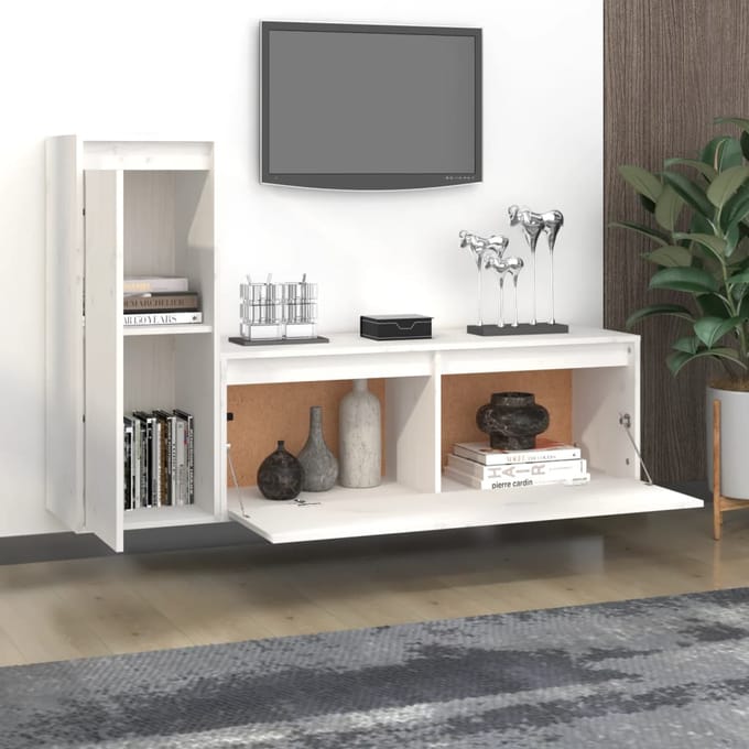 vidaXL - Tv-meubelen - 2 - st - massief - grenenhout - wit